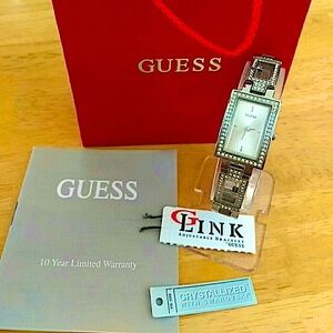 Guess g link swarovski encrusted adjustment watch